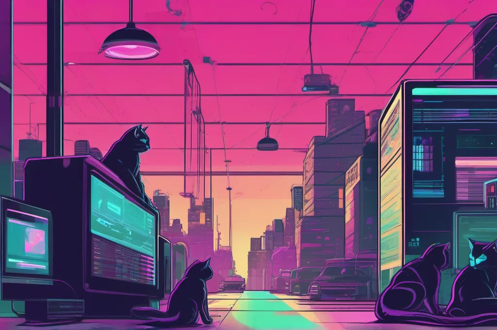 Digital illustration of cyberpunk cats in neon-lit urban scenes, engaged in AI-agent tasks such as coding, debugging, or analyzing data streams. The style features glowing outlines, high contrast, and a vibrant acid-color palette. No brand logos, no invented software screenshots, no legible text.: How to Deploy AI Agents with FastAPI and Redis Queue for Background Tasks